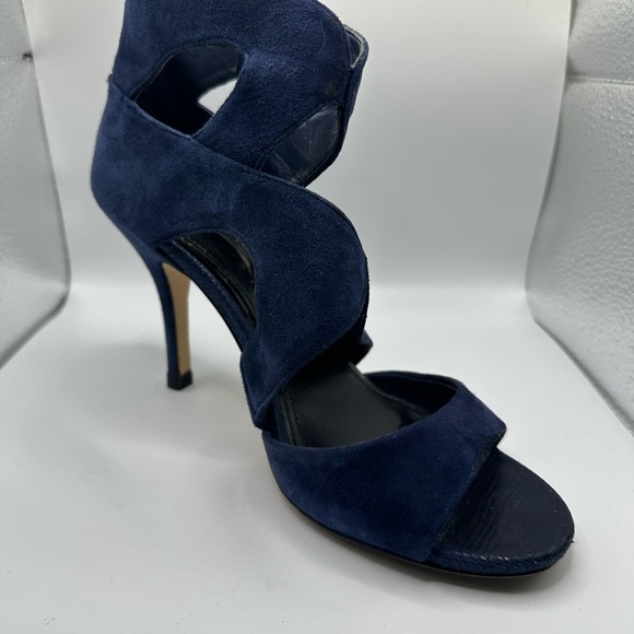 WHBM Blue Suede Caged Heels - Picture 8 of 12